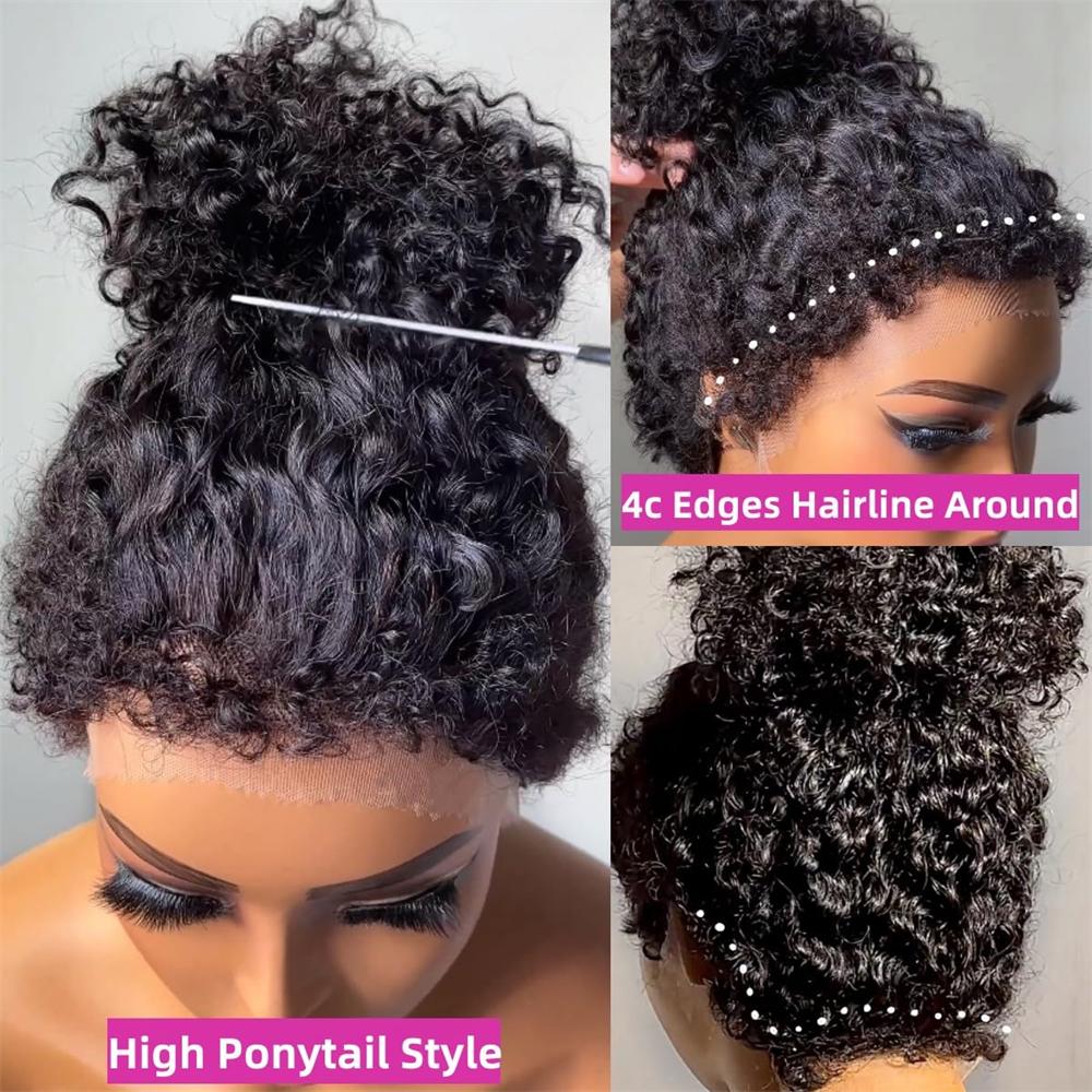 4c edges kinky Curly Wig Human Hair Undetectable Invisible 360 HD Lace Frontal Wig - Image 3