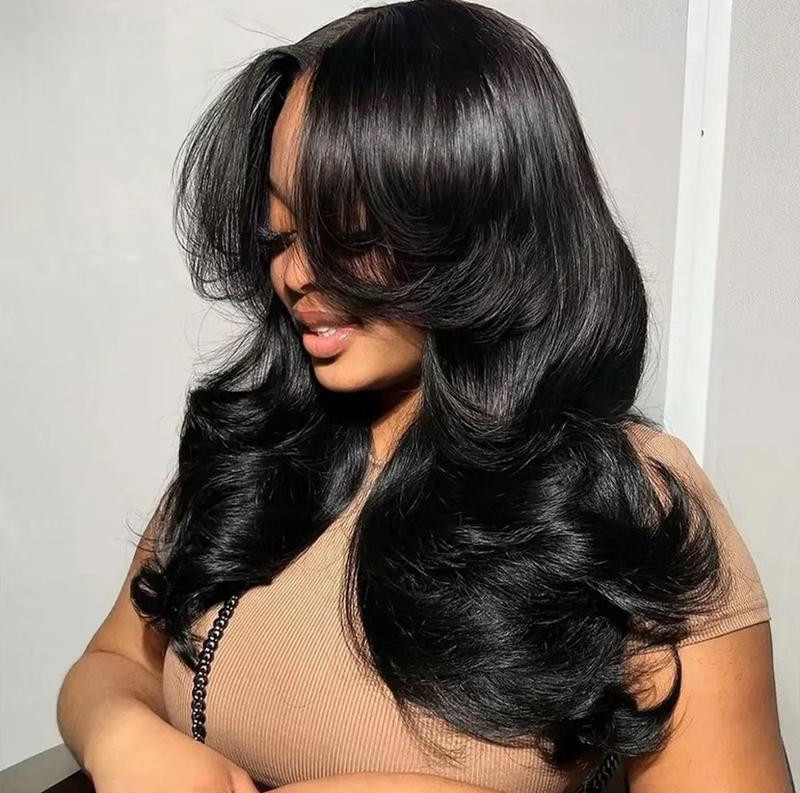 Butterfly Cut Curtain Bangs Loose Body Wave Wig 13x6 Deep Part Glueless Wear & Go Wig Pre Cut HD Lace 180% Density - Image 4