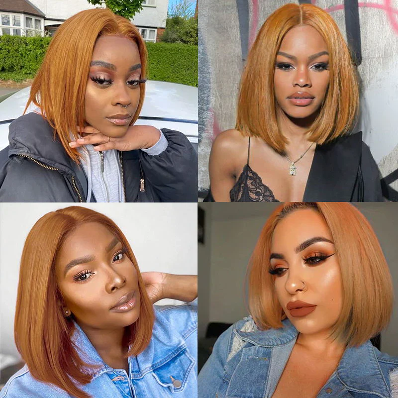 Honey Blonde Bob Wig #27 Color Straight Human Hair Bob Wigs - Image 6