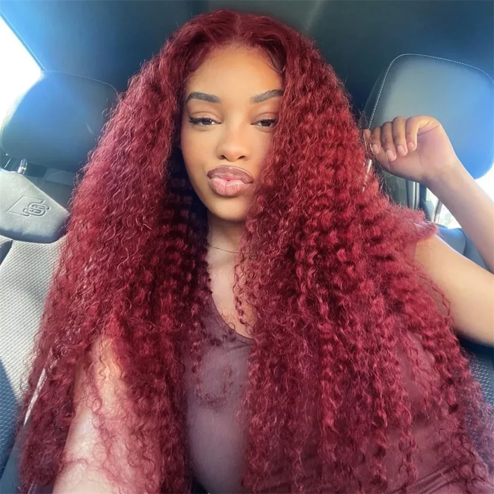 Pizazz Hair 30inch Jerry Curly 99j Burgundy 13x6 Hd Lace Frontal Human Hair Wigs 100% Human Hair Flash Sale - Image 6