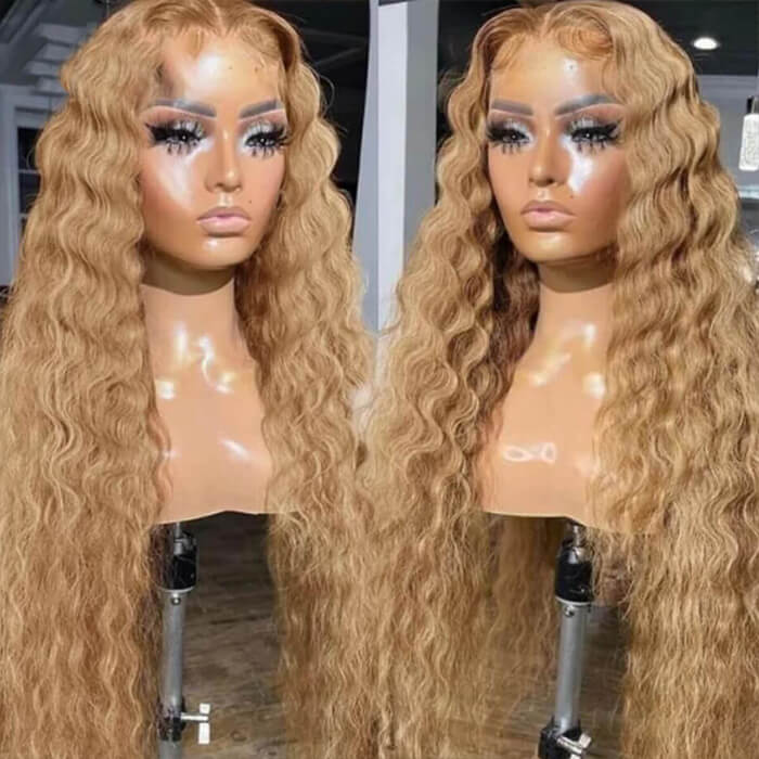 Pure Color #27 Loose Deep Wave Honey Blonde Lace Front Wig Brazilian 13x4 13x6 Frontal HD Lace Wig - Image 9