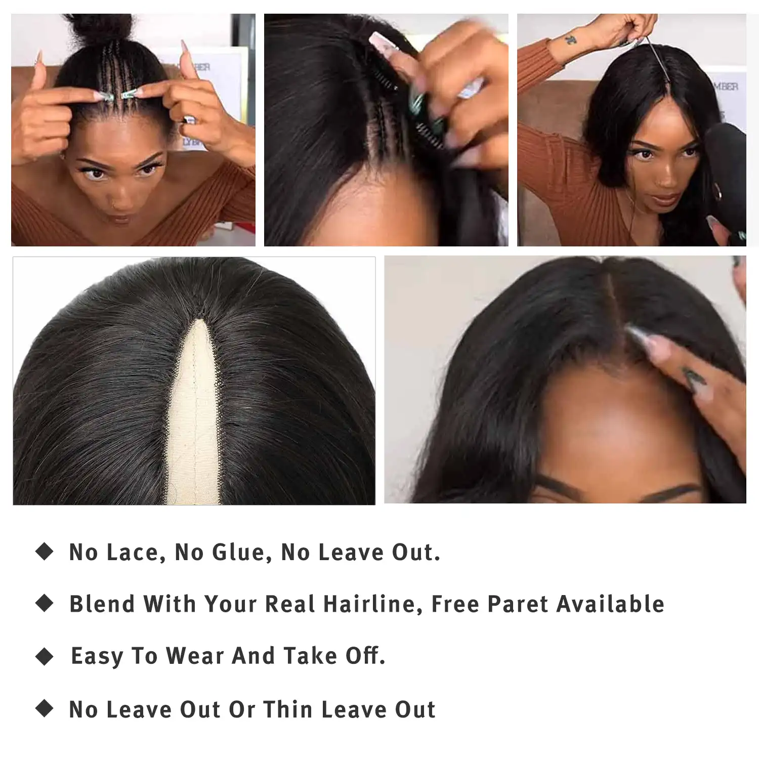 Thin V Part Wigs Affordable Bob Curly Wig Human Hair Wigs Easy Install Wig - Image 7